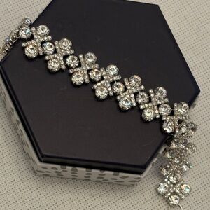 Hugs & Kisses XO Silver Crystal Rhinestone Bracelet 7” Clasp